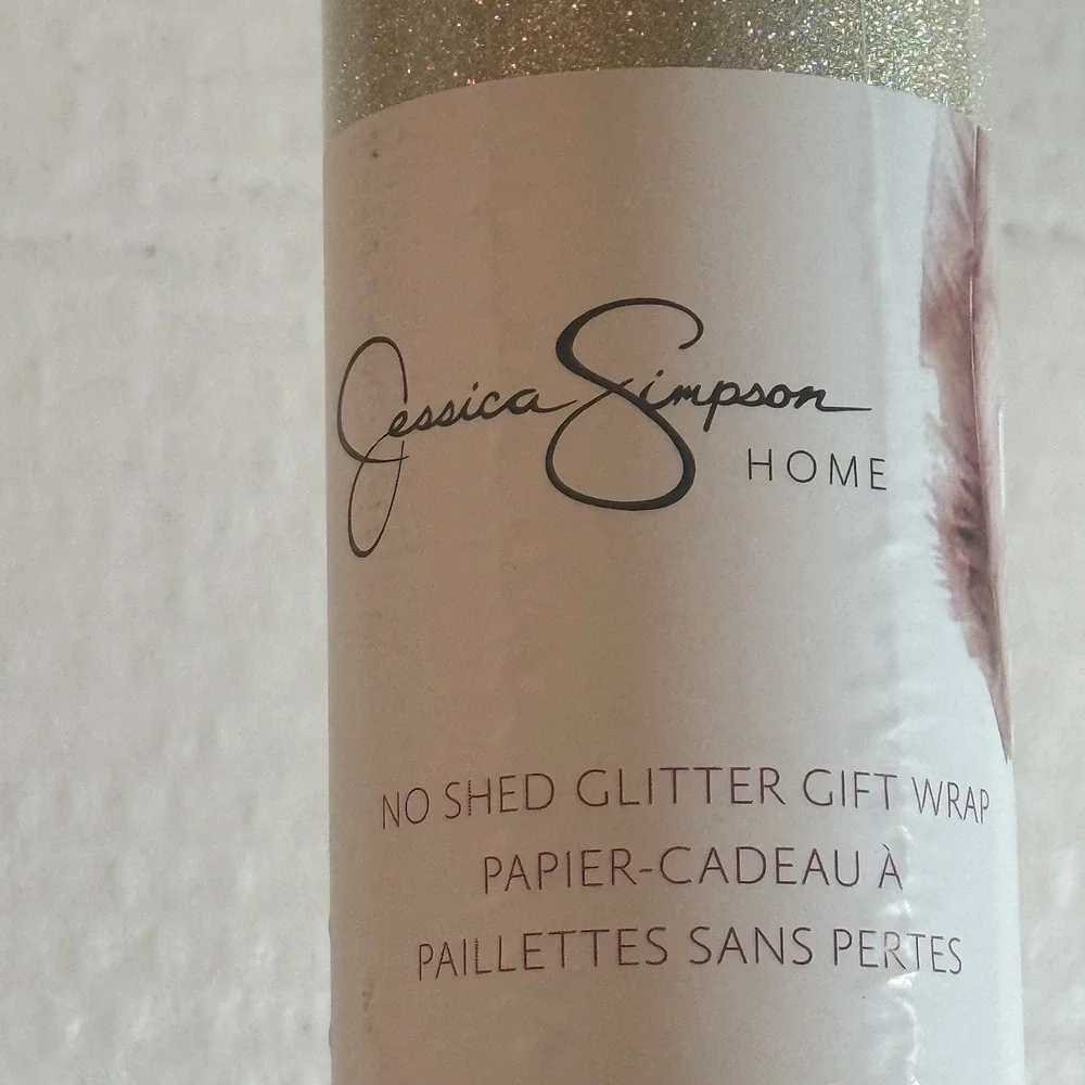Gold Glitter Gift Wrap Champagne NEW IG Jessica Simpson‎ roll 30